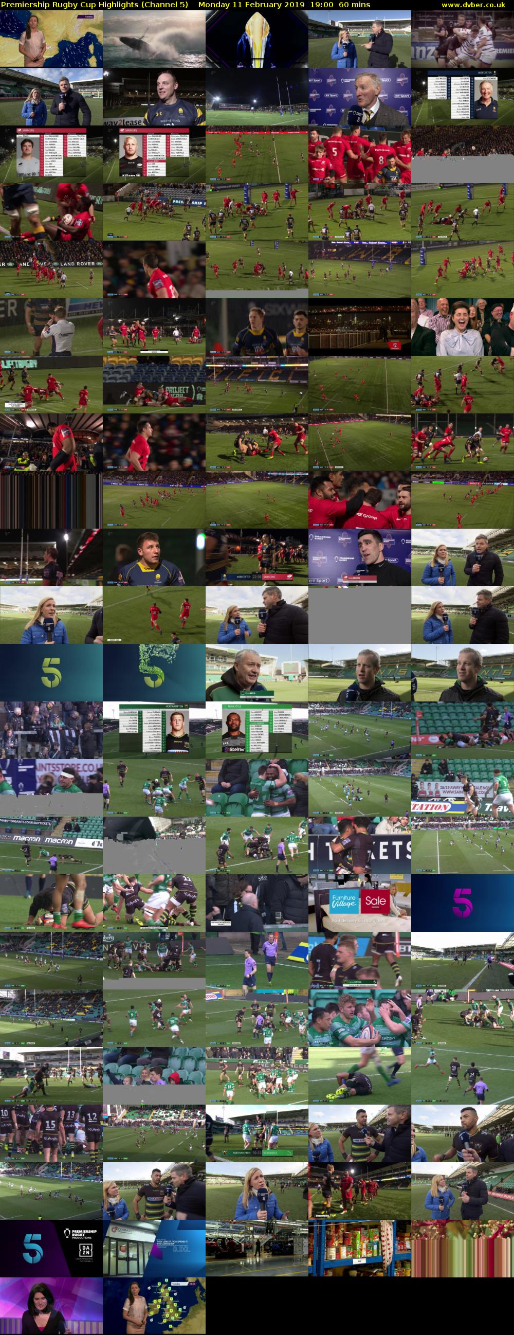Premiership Rugby Cup Highlights (Channel 5) Monday 11 February 2019 19:00 - 20:00