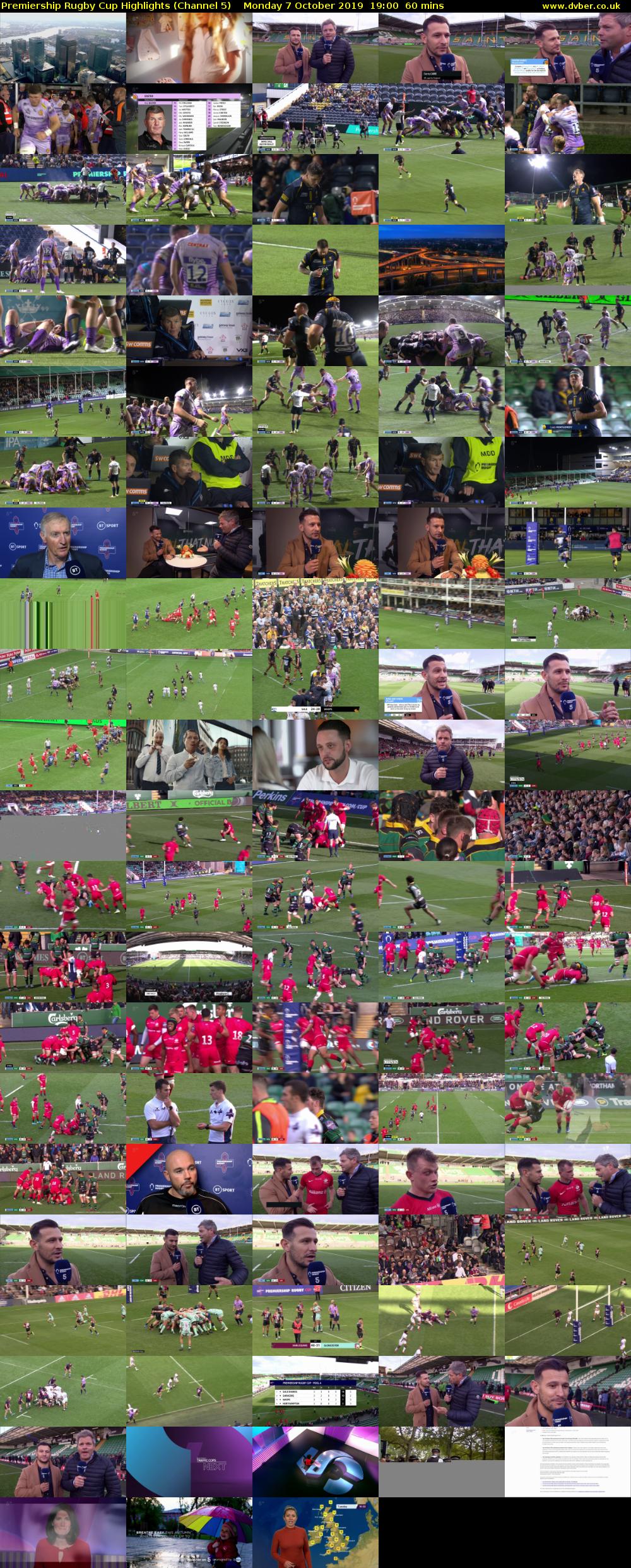 Premiership Rugby Cup Highlights (Channel 5) Monday 7 October 2019 19:00 - 20:00