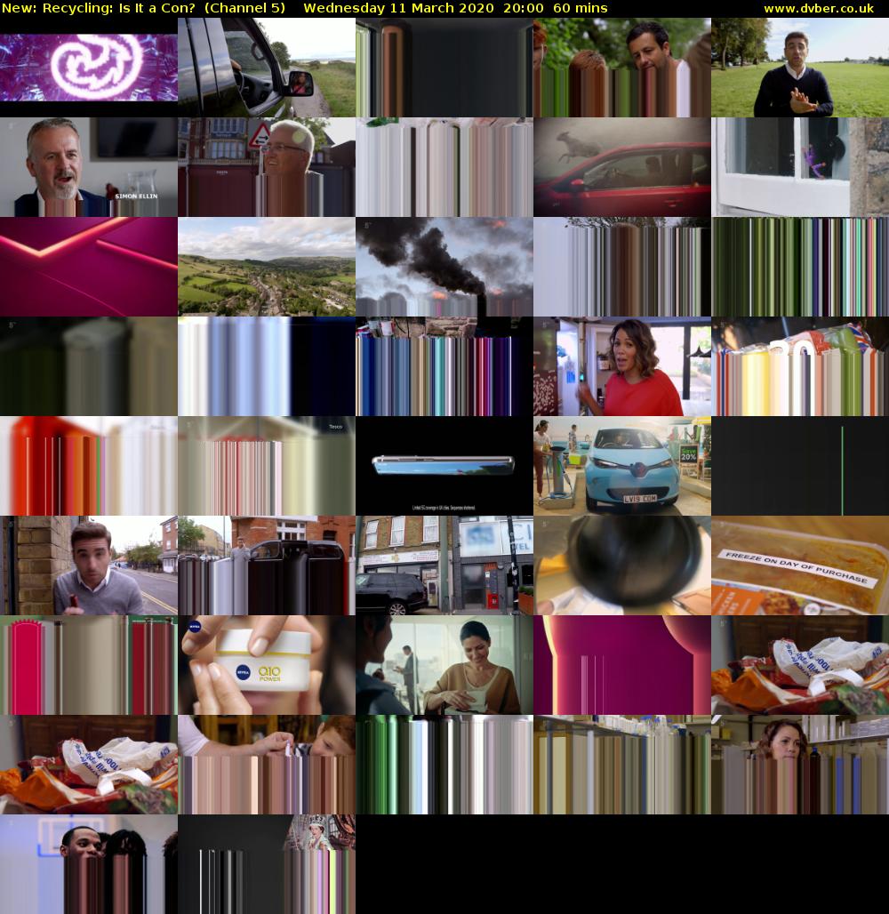 Recycling: Is It a Con? (Channel 5) Wednesday 11 March 2020 20:00 - 21:00