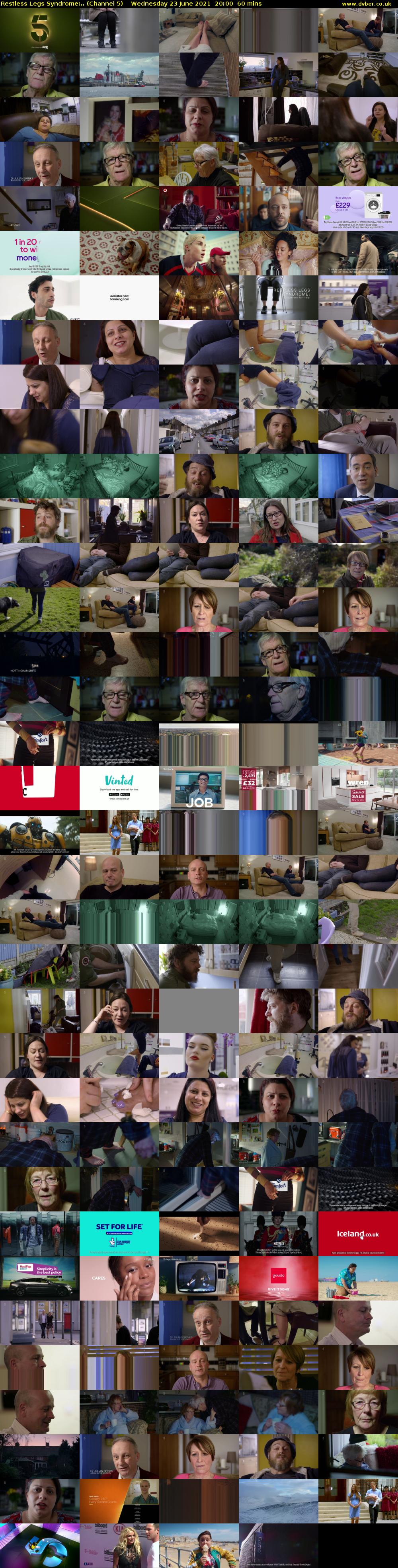 Restless Legs Syndrome:.. (Channel 5) Wednesday 23 June 2021 20:00 - 21:00