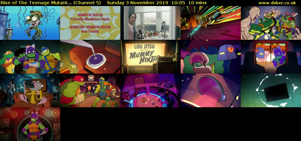 Rise of The Teenage Mutant... (Channel 5) Sunday 3 November 2019 10:05 - 10:15