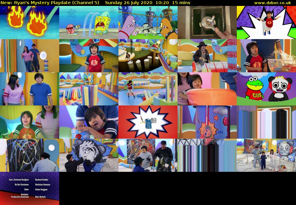 Ryan's Mystery Playdate (Channel 5) Sunday 26 July 2020 10:20 - 10:35