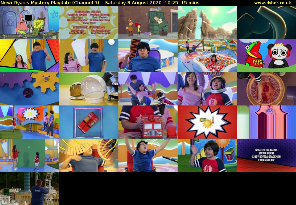 Ryan's Mystery Playdate (Channel 5) Saturday 8 August 2020 10:25 - 10:40