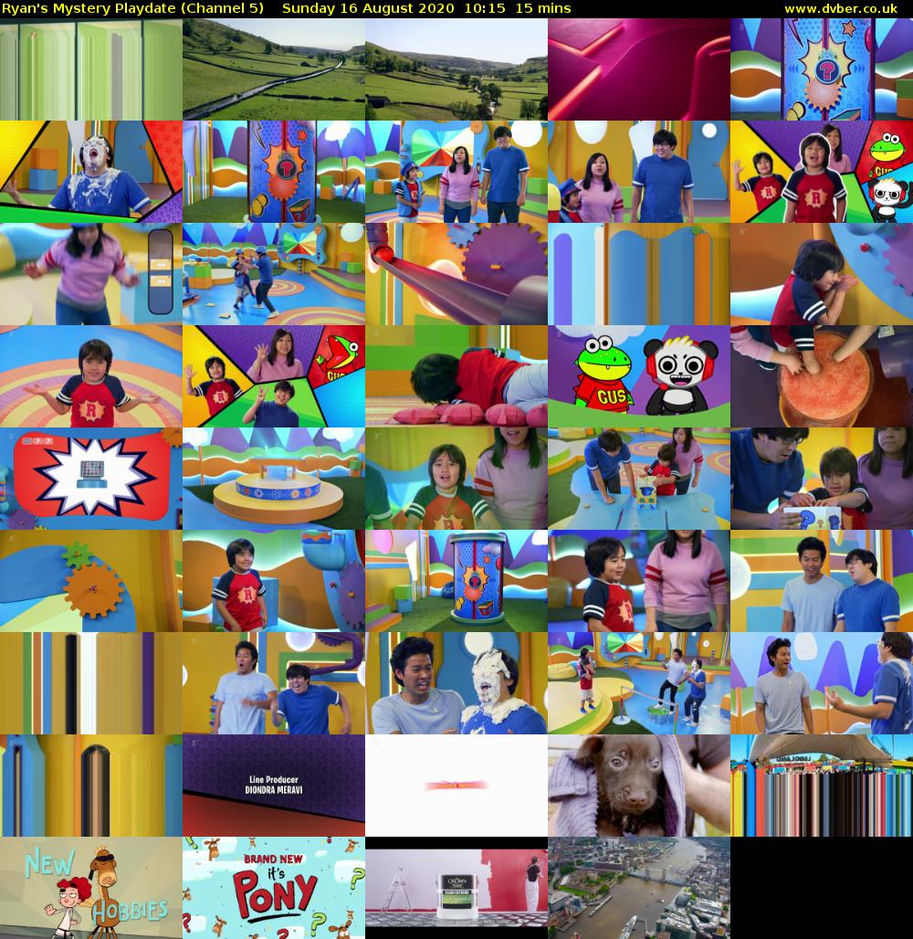 Ryan's Mystery Playdate (Channel 5) Sunday 16 August 2020 10:15 - 10:30