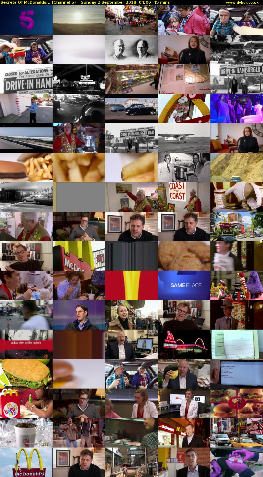 Secrets Of McDonalds:.. (Channel 5) Sunday 2 September 2018 04:00 - 04:45