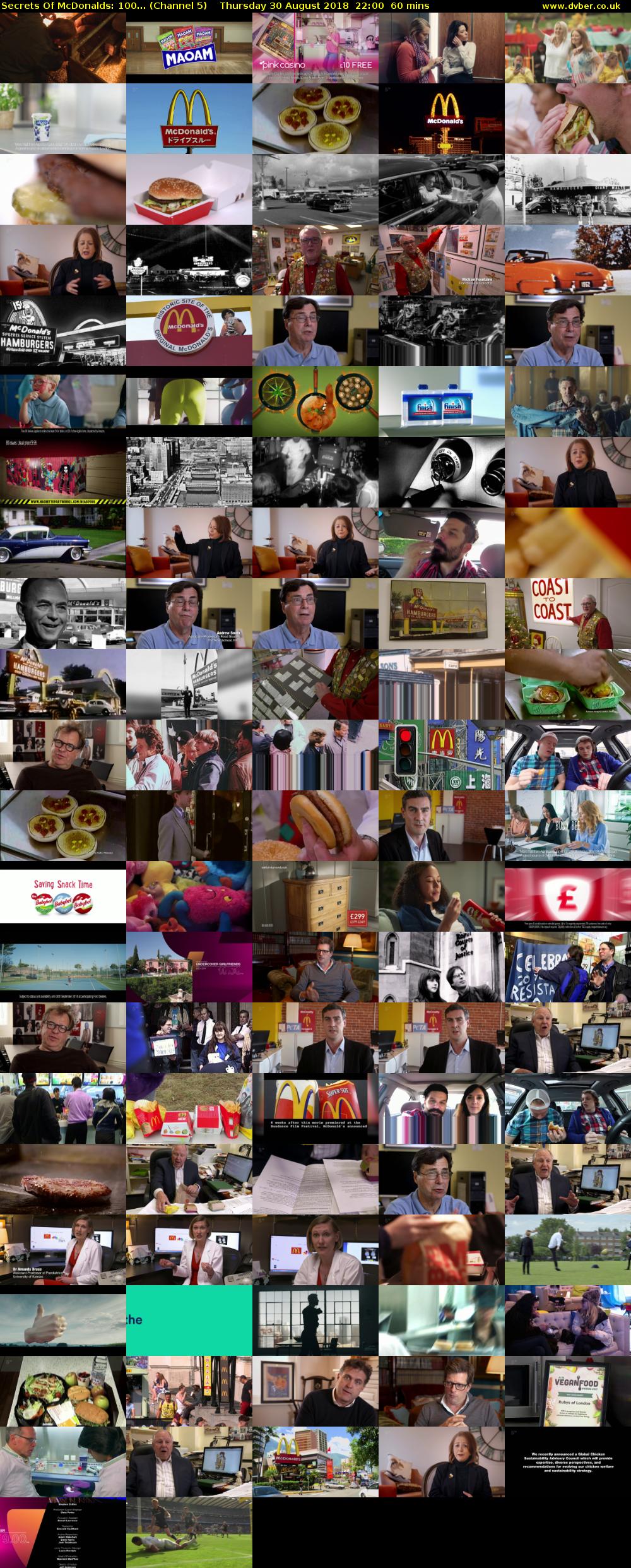 Secrets Of McDonalds: 100... (Channel 5) Thursday 30 August 2018 22:00 - 23:00