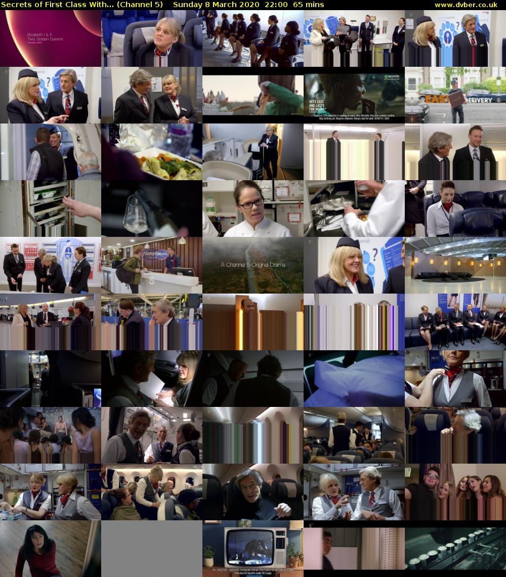Secrets of First Class With... (Channel 5) Sunday 8 March 2020 22:00 - 23:05