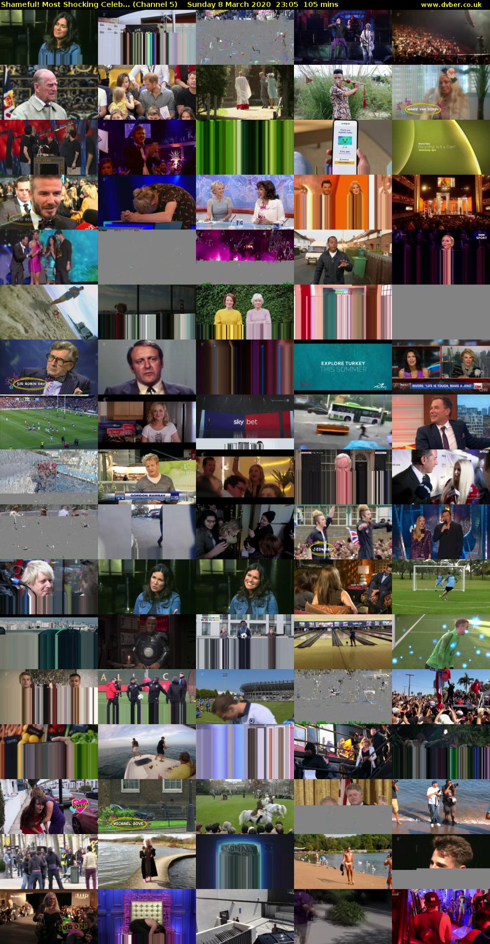 Shameful! Most Shocking Celeb... (Channel 5) Sunday 8 March 2020 23:05 - 00:50