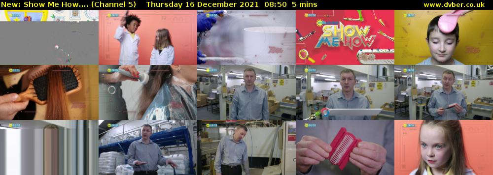 Show Me How.... (Channel 5) Thursday 16 December 2021 08:50 - 08:55