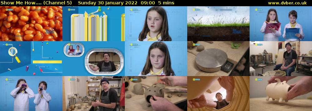 Show Me How.... (Channel 5) Sunday 30 January 2022 09:00 - 09:05