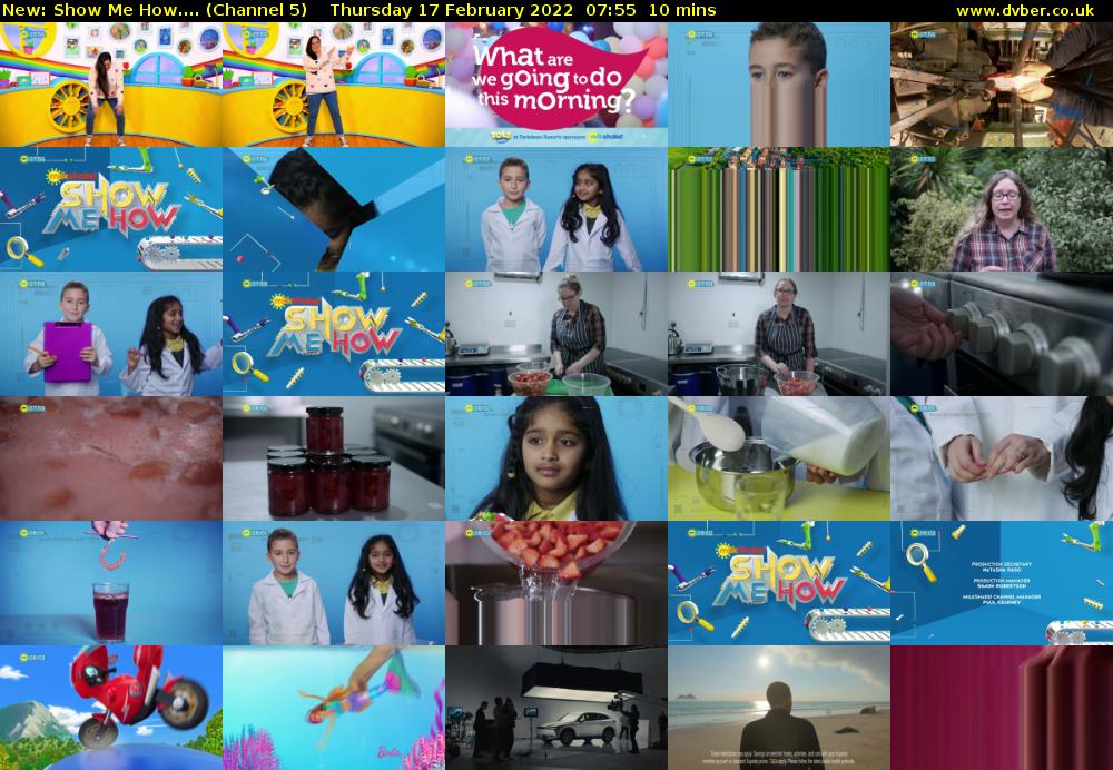 Show Me How.... (Channel 5) Thursday 17 February 2022 07:55 - 08:05