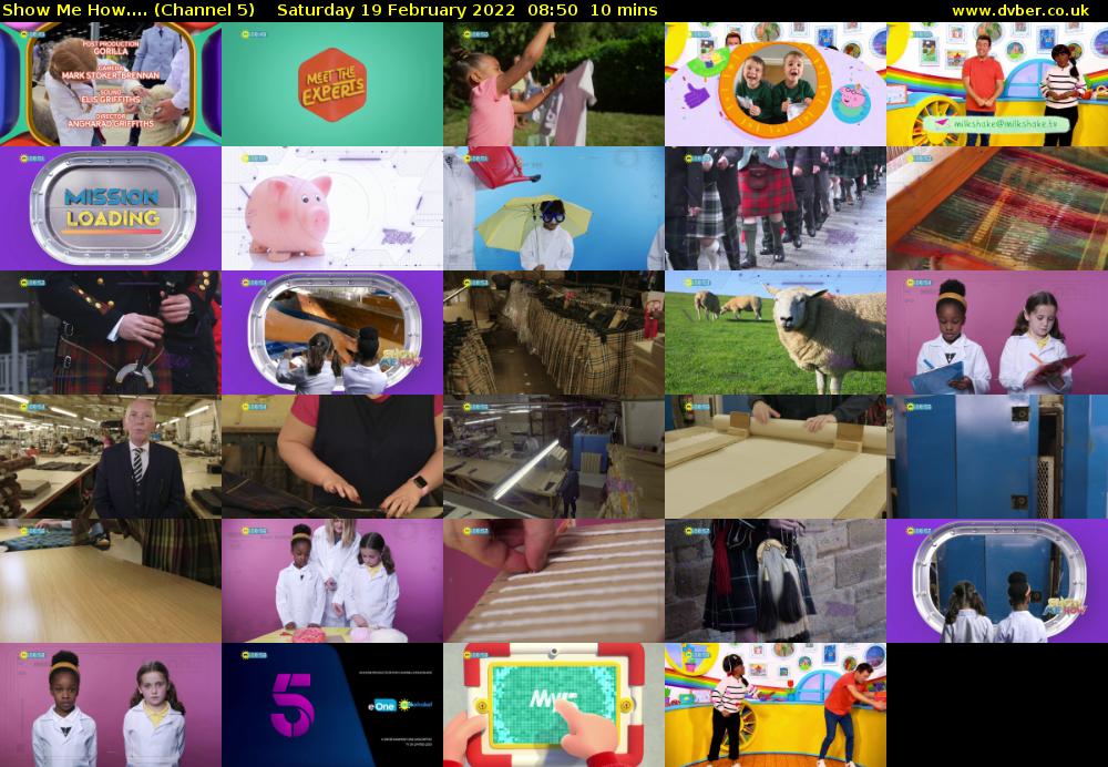 Show Me How.... (Channel 5) Saturday 19 February 2022 08:50 - 09:00