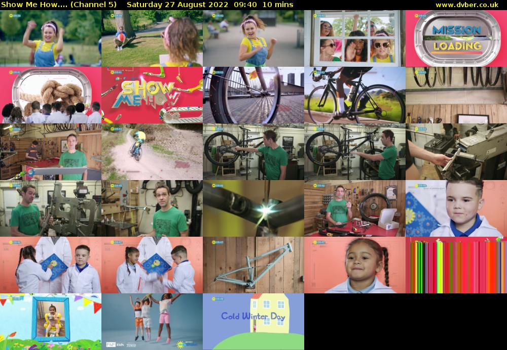 Show Me How.... (Channel 5) Saturday 27 August 2022 09:40 - 09:50