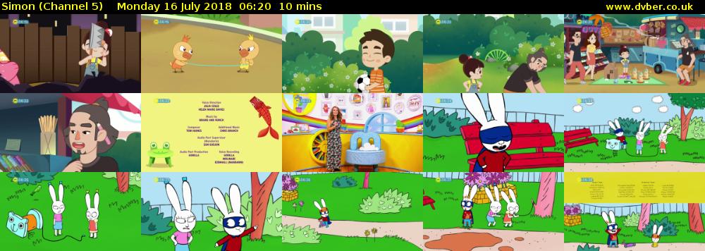 Simon (Channel 5) Monday 16 July 2018 06:20 - 06:30
