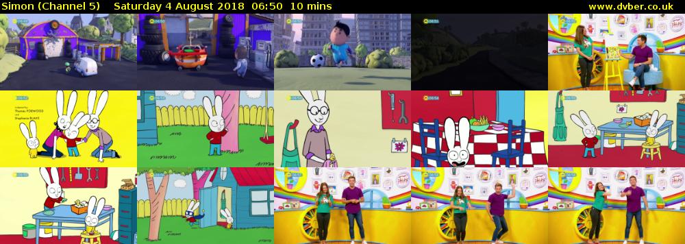 Simon (Channel 5) Saturday 4 August 2018 06:50 - 07:00