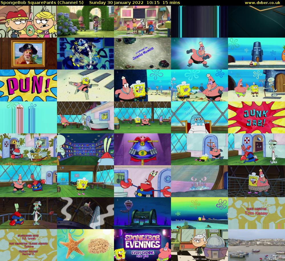 SpongeBob SquarePants (Channel 5) Sunday 30 January 2022 10:15 - 10:30