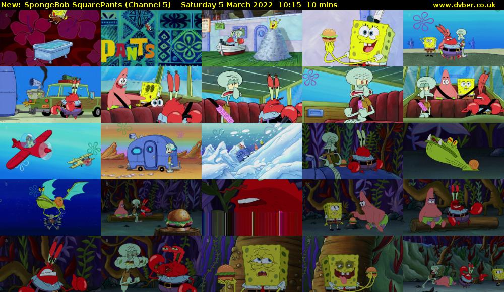 SpongeBob SquarePants (Channel 5) Saturday 5 March 2022 10:15 - 10:25