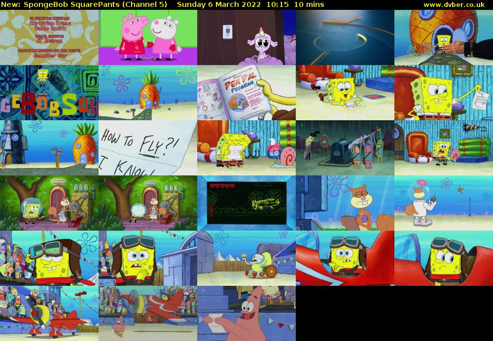 SpongeBob SquarePants (Channel 5) Sunday 6 March 2022 10:15 - 10:25