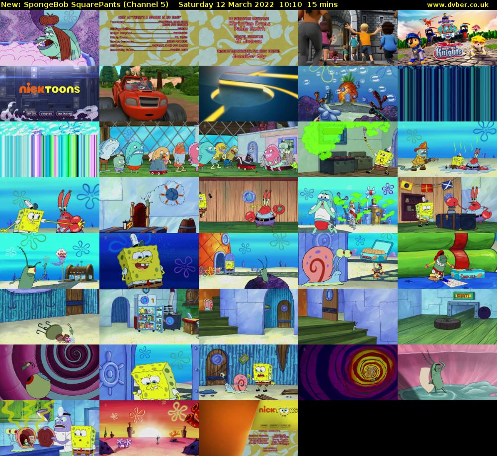 SpongeBob SquarePants (Channel 5) Saturday 12 March 2022 10:10 - 10:25