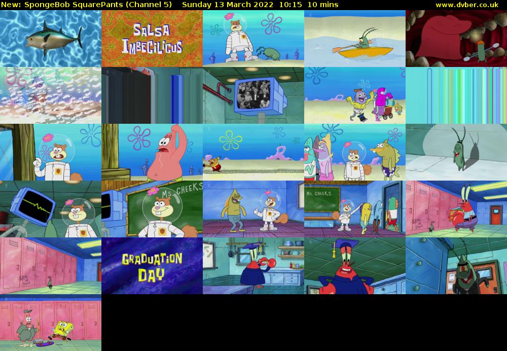 SpongeBob SquarePants (Channel 5) Sunday 13 March 2022 10:15 - 10:25