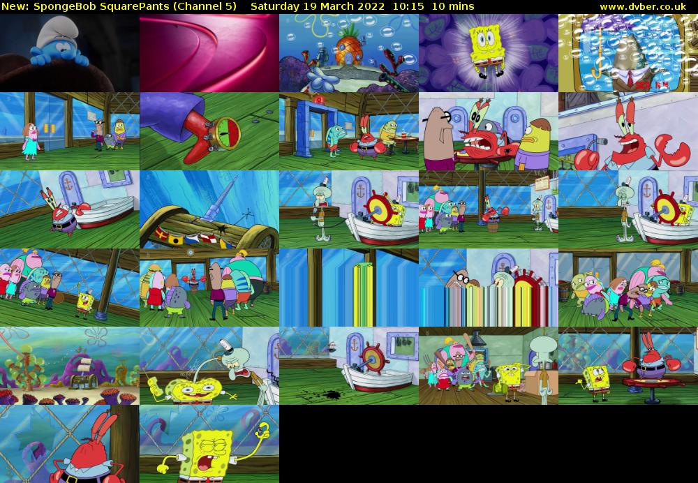 SpongeBob SquarePants (Channel 5) Saturday 19 March 2022 10:15 - 10:25