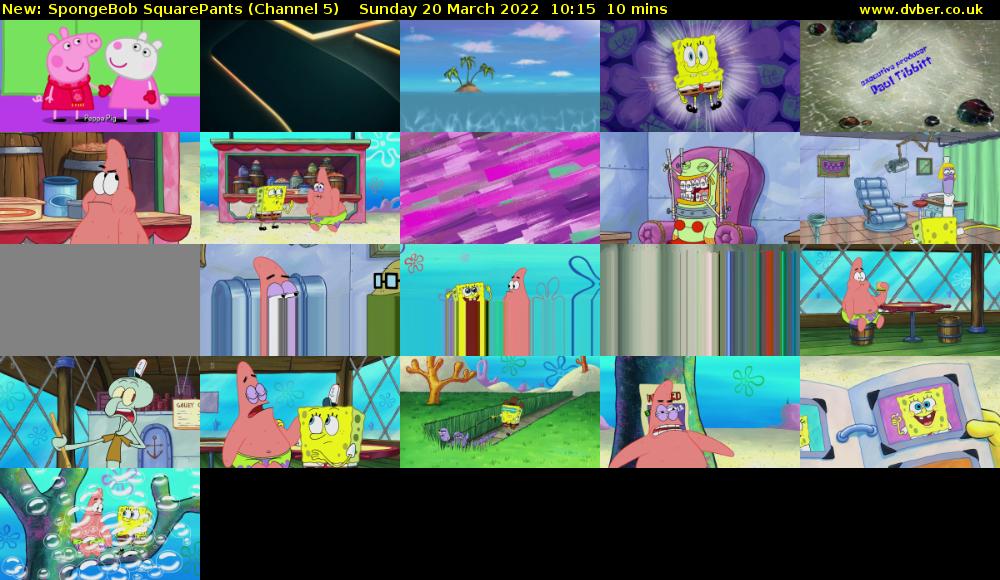 SpongeBob SquarePants (Channel 5) Sunday 20 March 2022 10:15 - 10:25