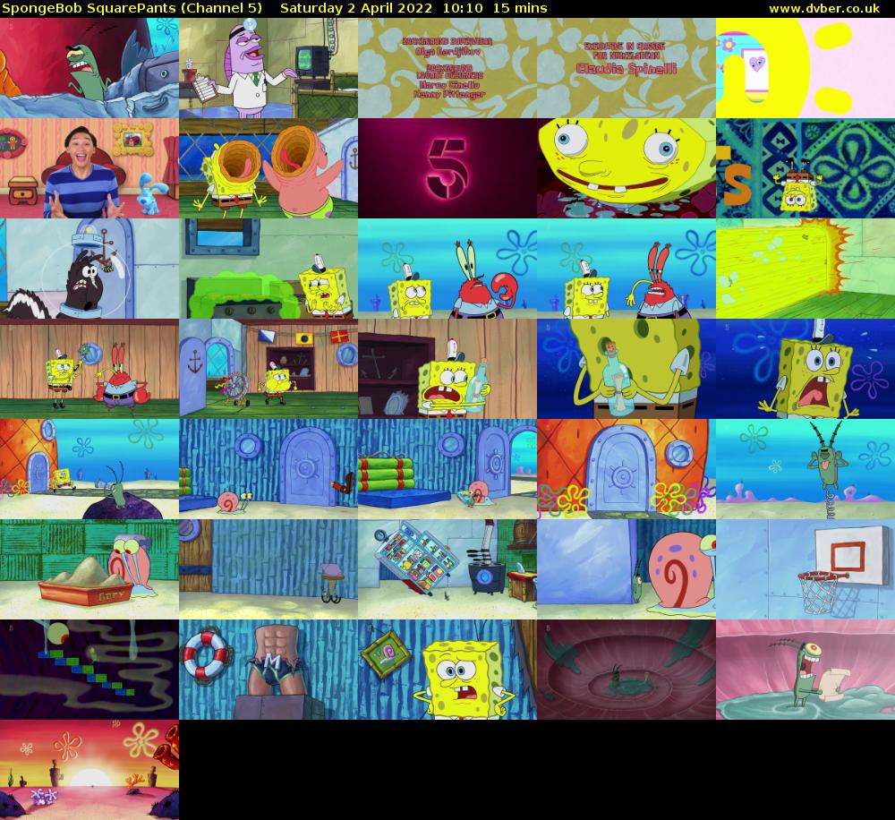 SpongeBob SquarePants (Channel 5) Saturday 2 April 2022 10:10 - 10:25
