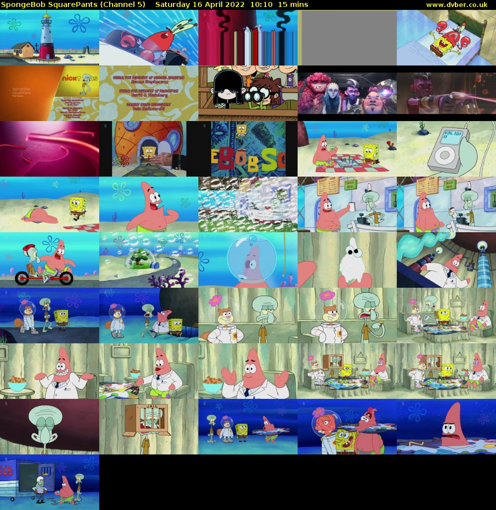 SpongeBob SquarePants (Channel 5) Saturday 16 April 2022 10:10 - 10:25