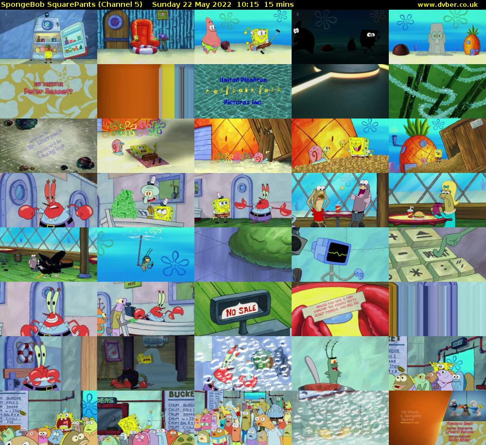 SpongeBob SquarePants (Channel 5) Sunday 22 May 2022 10:15 - 10:30