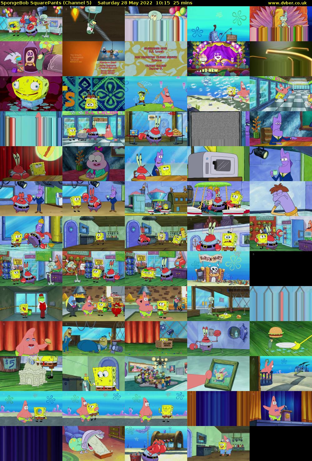 SpongeBob SquarePants (Channel 5) Saturday 28 May 2022 10:15 - 10:40