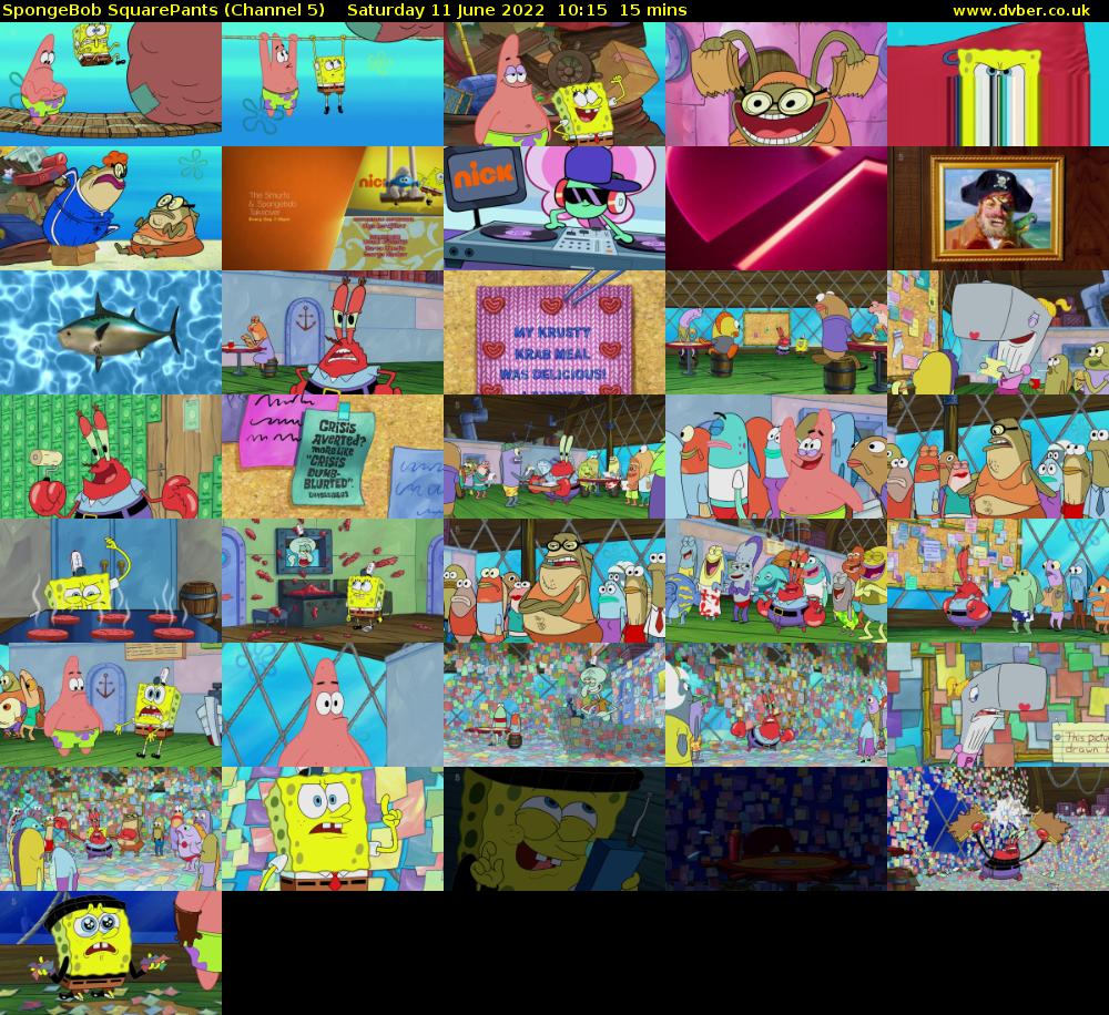 SpongeBob SquarePants (Channel 5) Saturday 11 June 2022 10:15 - 10:30