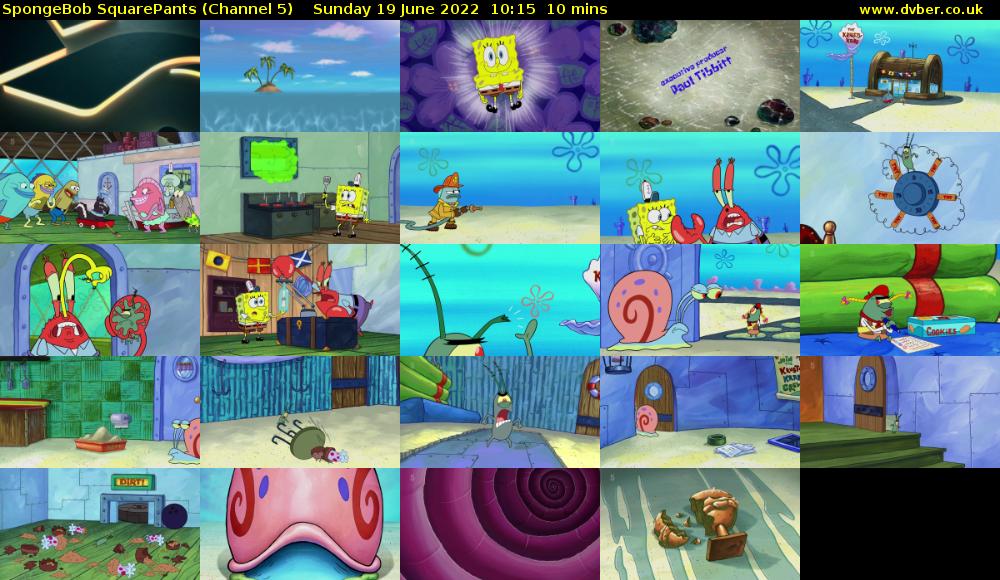 SpongeBob SquarePants (Channel 5) Sunday 19 June 2022 10:15 - 10:25