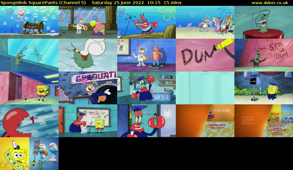 SpongeBob SquarePants (Channel 5) Saturday 25 June 2022 10:15 - 10:30