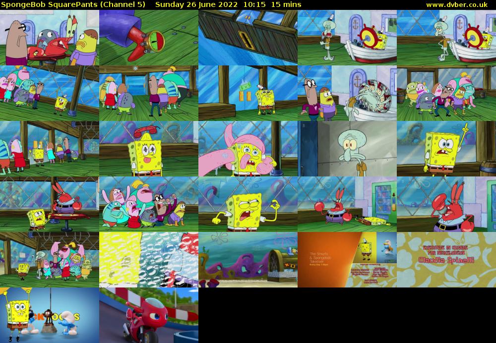 SpongeBob SquarePants (Channel 5) Sunday 26 June 2022 10:15 - 10:30