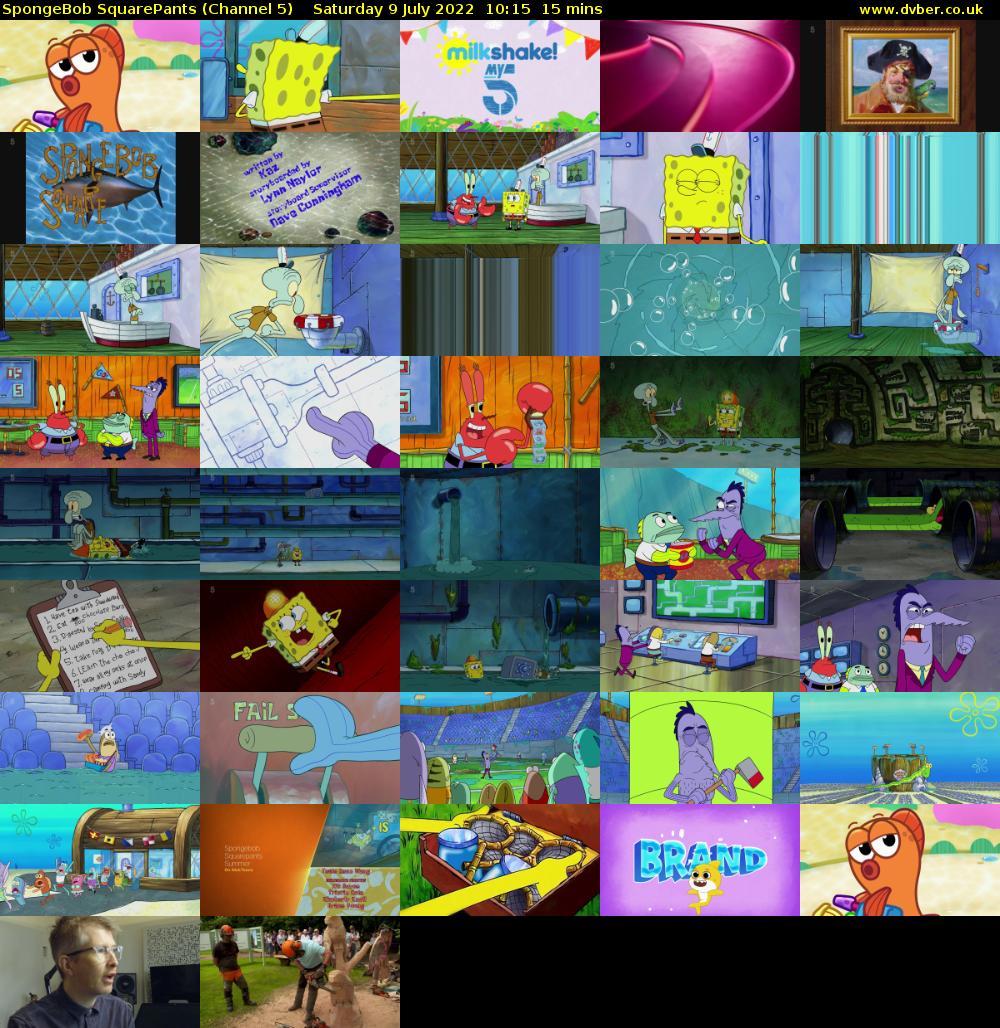 SpongeBob SquarePants (Channel 5) Saturday 9 July 2022 10:15 - 10:30