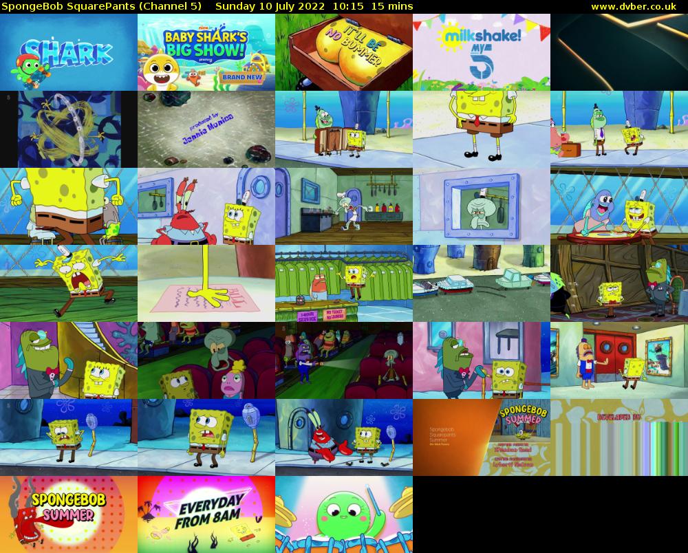 SpongeBob SquarePants (Channel 5) Sunday 10 July 2022 10:15 - 10:30