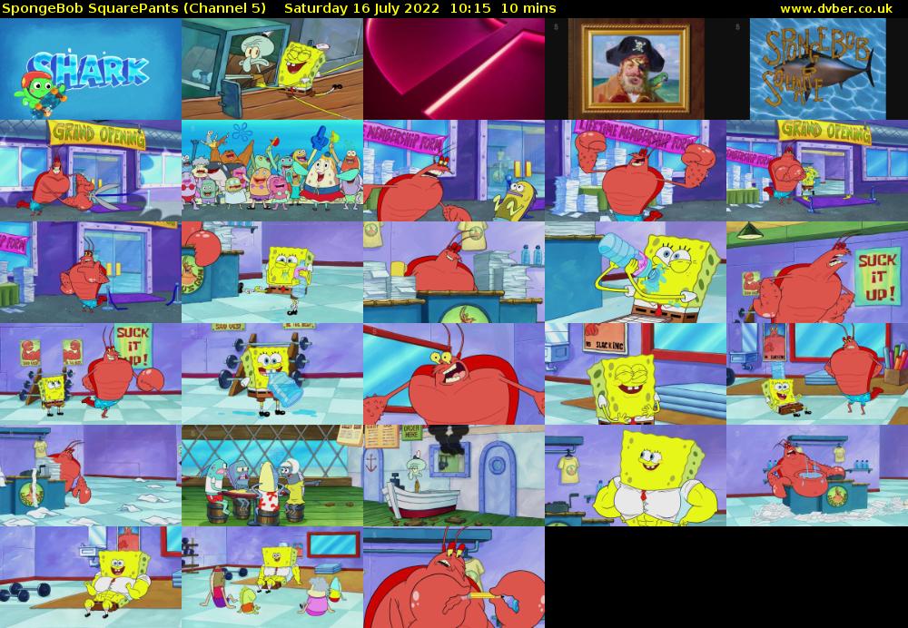 SpongeBob SquarePants (Channel 5) Saturday 16 July 2022 10:15 - 10:25