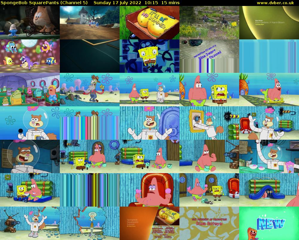 SpongeBob SquarePants (Channel 5) Sunday 17 July 2022 10:15 - 10:30