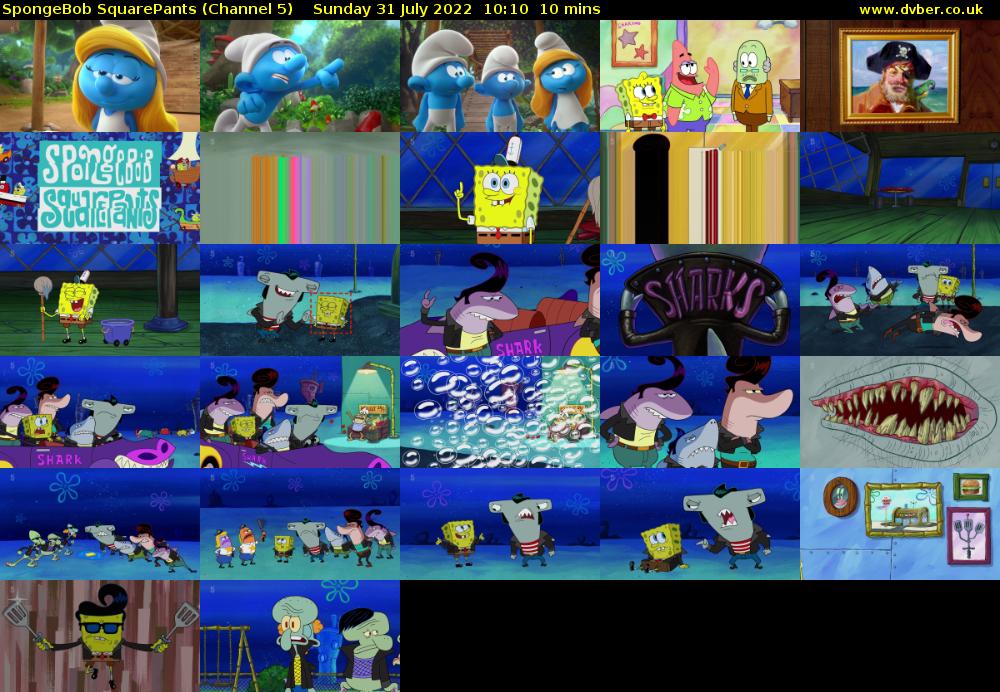 SpongeBob SquarePants (Channel 5) Sunday 31 July 2022 10:10 - 10:20