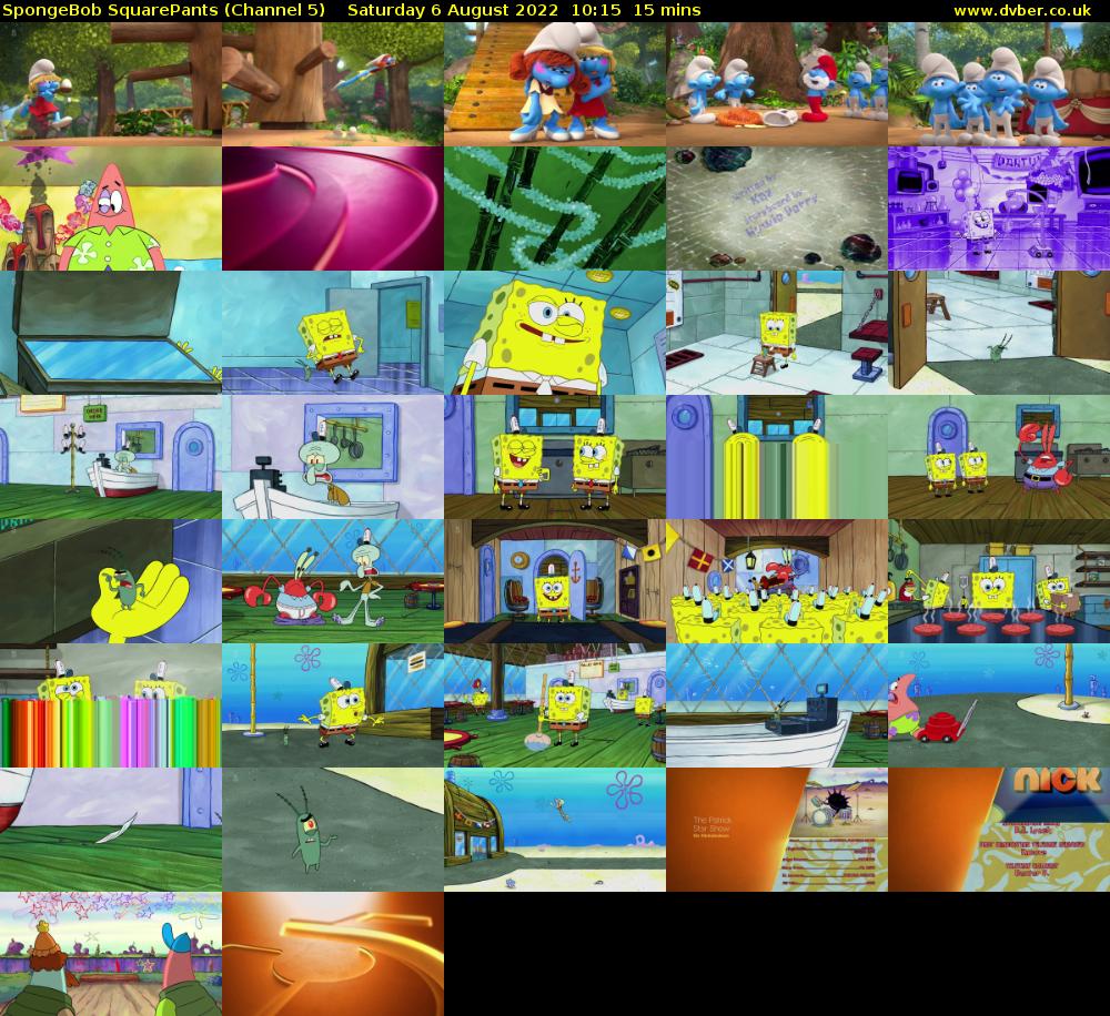 SpongeBob SquarePants (Channel 5) Saturday 6 August 2022 10:15 - 10:30