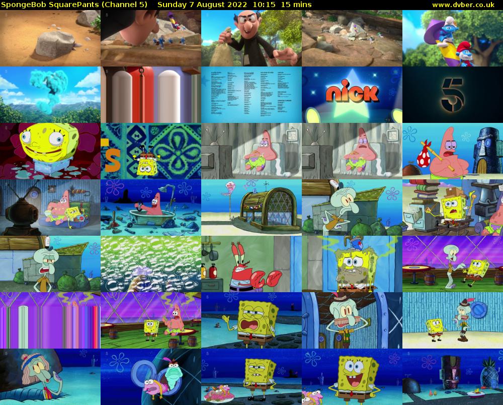 SpongeBob SquarePants (Channel 5) Sunday 7 August 2022 10:15 - 10:30