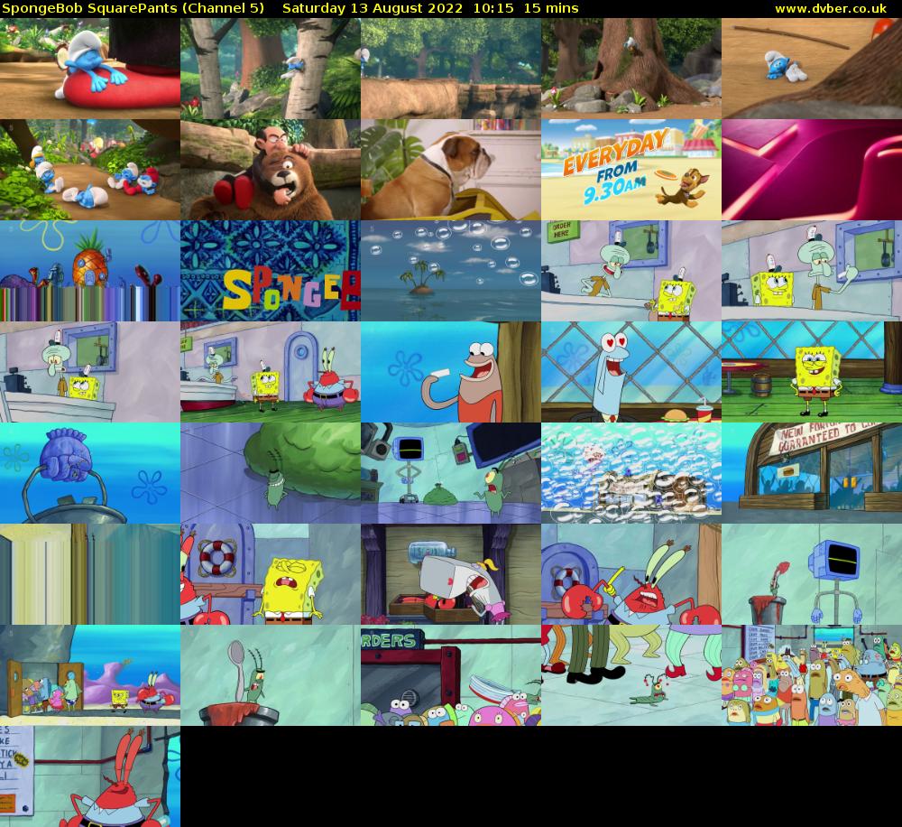 SpongeBob SquarePants (Channel 5) Saturday 13 August 2022 10:15 - 10:30
