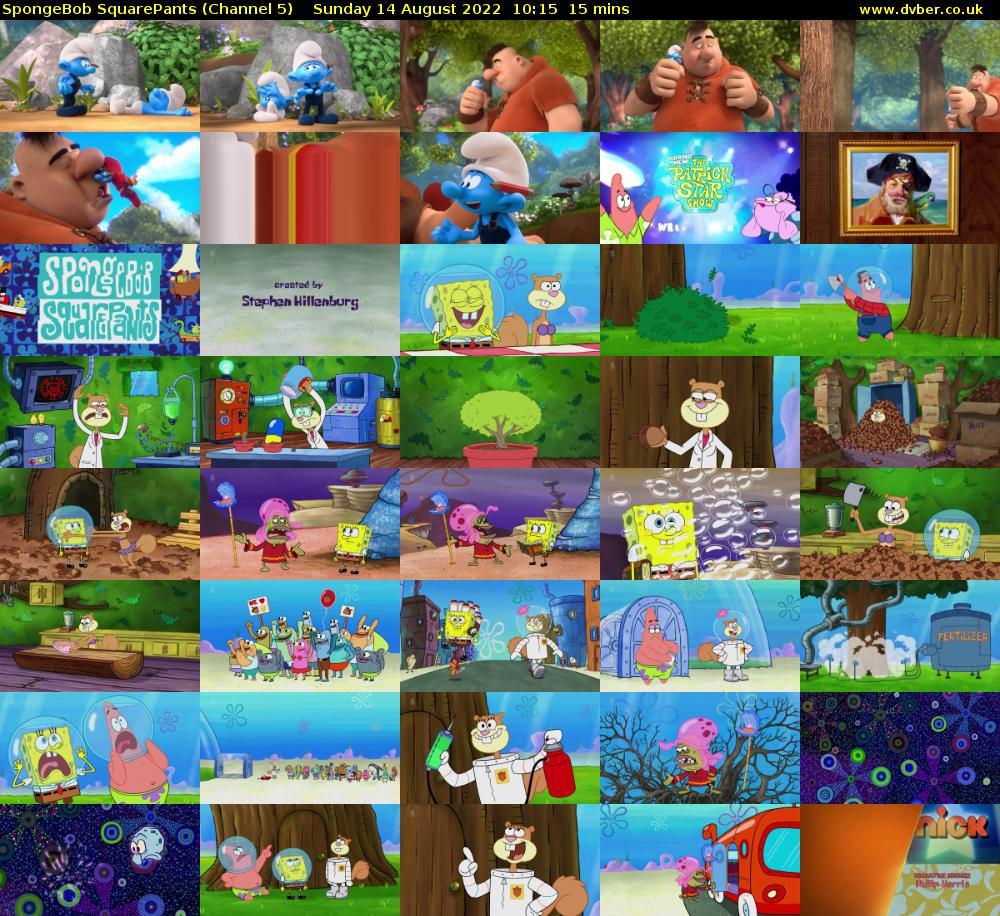 SpongeBob SquarePants (Channel 5) Sunday 14 August 2022 10:15 - 10:30