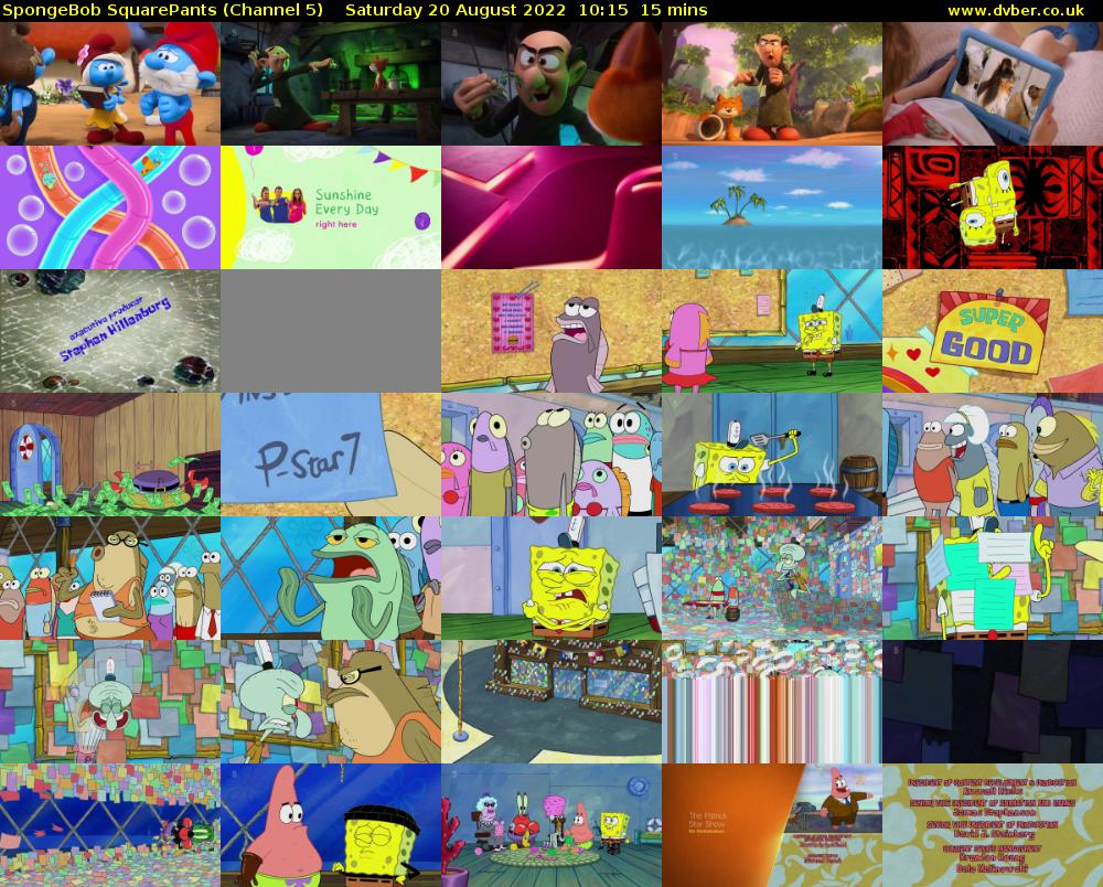 SpongeBob SquarePants (Channel 5) Saturday 20 August 2022 10:15 - 10:30