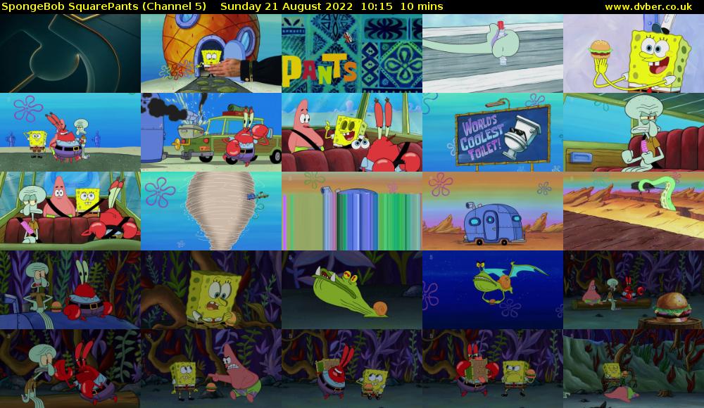 SpongeBob SquarePants (Channel 5) Sunday 21 August 2022 10:15 - 10:25