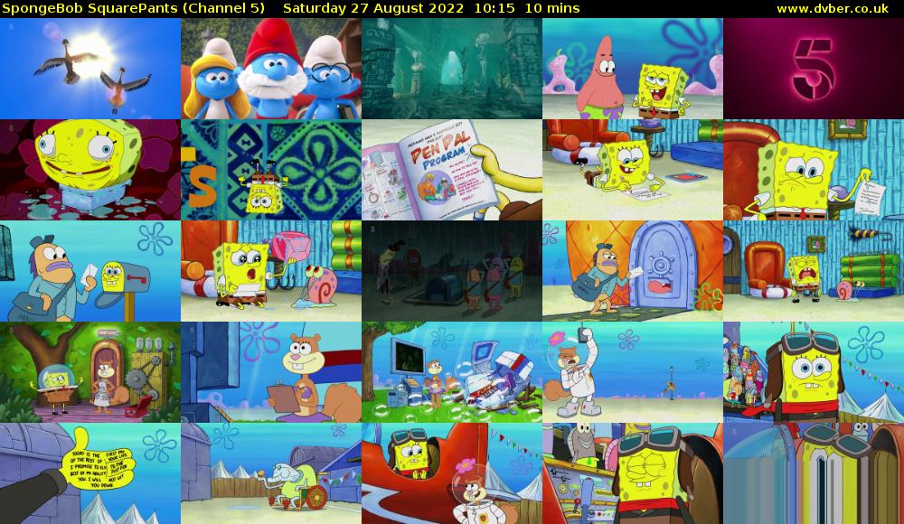 SpongeBob SquarePants (Channel 5) Saturday 27 August 2022 10:15 - 10:25