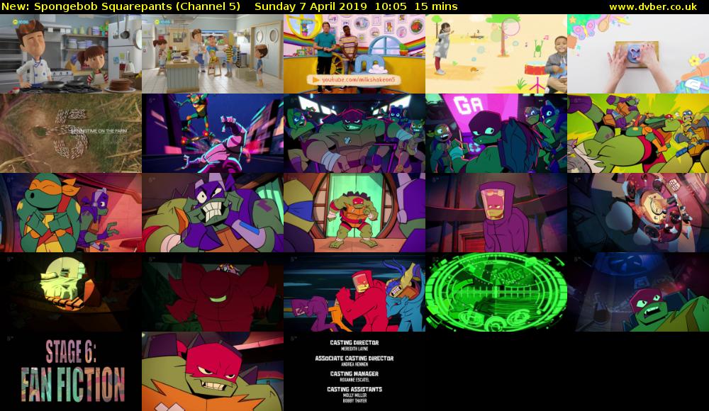 Spongebob Squarepants (Channel 5) Sunday 7 April 2019 10:05 - 10:20