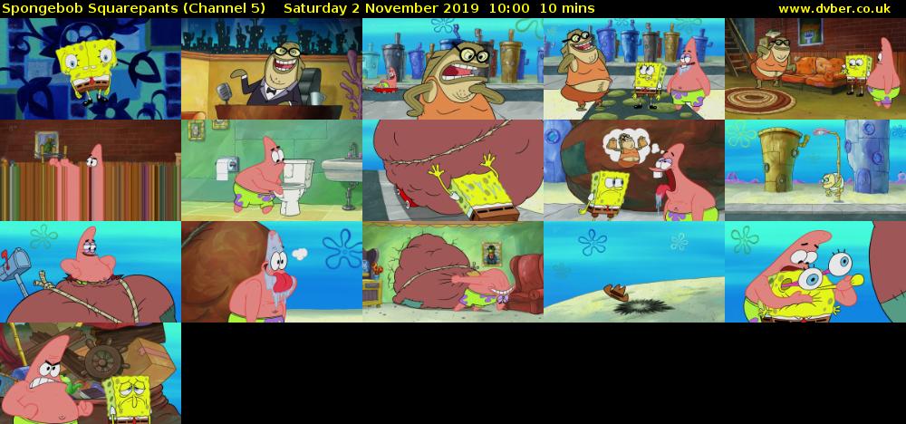 Spongebob Squarepants (Channel 5) Saturday 2 November 2019 10:00 - 10:10