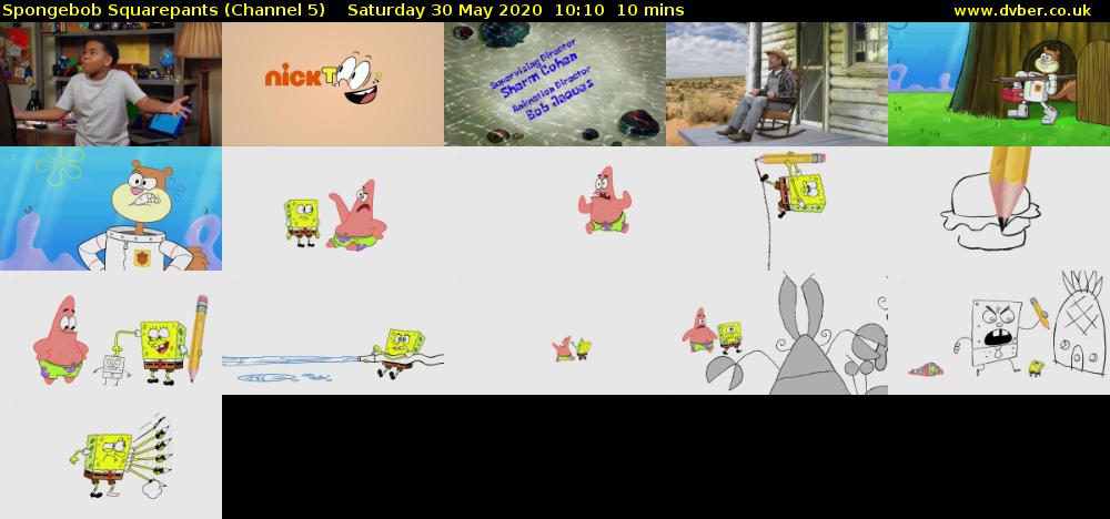 Spongebob Squarepants (Channel 5) Saturday 30 May 2020 10:10 - 10:20