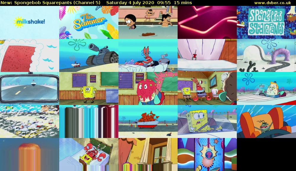 Spongebob Squarepants (Channel 5) Saturday 4 July 2020 09:55 - 10:10